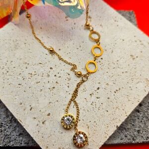 Roman Numeral Dial Charm Necklace - Stainless Steel